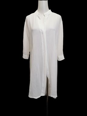 🕊🕊🕊 Sheer White Button-Front Tunic Shirt Dress